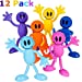 Kicko Bendable Smile Figures - Happy Faces - 12 Pack Assorted Colors - Bendable Toys