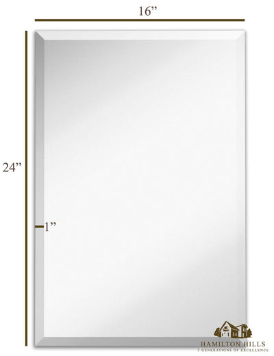 Large Simple Rectangular Streamlined 1 Inch Beveled Wall Mirror | Premium Rectangle Glass