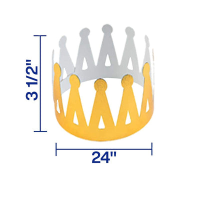 Kicko Gold Foil Crown - 24 Pack - Prince, Princess, Queen, or King Party Favors for Kids