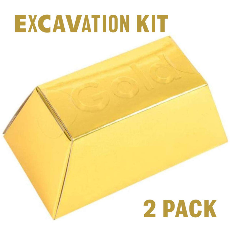 Kicko Excavation Kit - Gold Brick Dig Out - 8.25 Inch Gold Mining Set - Science