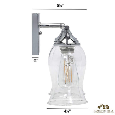 Hamilton Hills Classical 3 Glass Shade Polished Chrome Bathroom Vanity Light Fixture