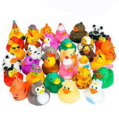 Kicko Assorted Rubber Ducks - 2 Inches - for Kids, Sensory Play, Stress Relief, Novelty, Stocking Stuffers, Classroom Prizes, Decorations