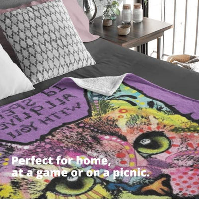 Colorful Cat Fleece Blanket For Bed, 50" X 60" Dean Russo 9 Cat Fleece Throw