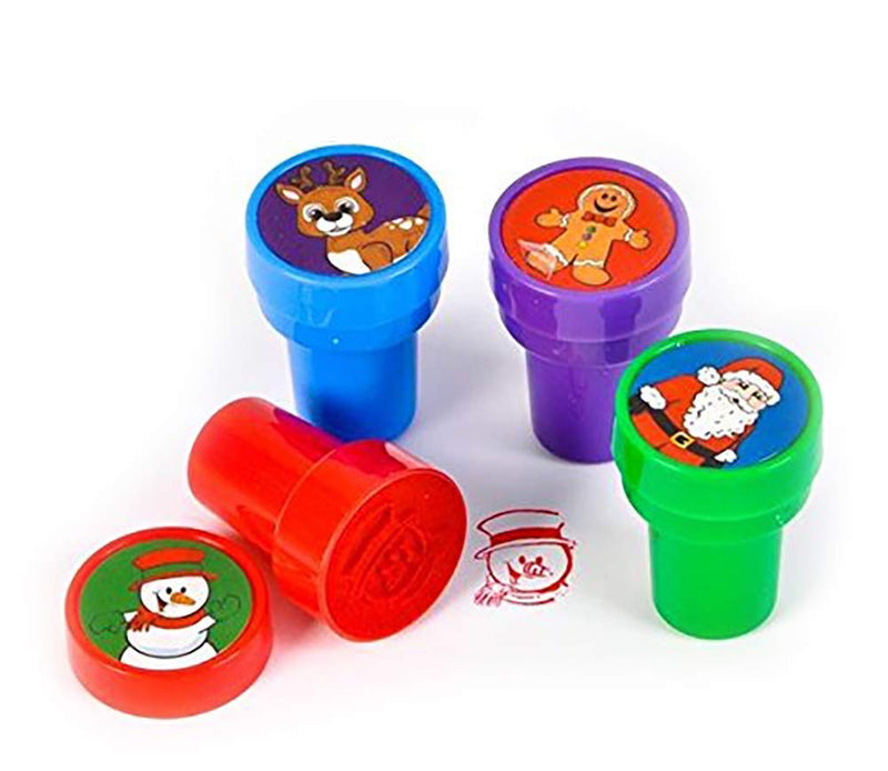 Kicko Holiday Stampers - 24 Pack Assorted Colors Ink and Christmas Images, Santa, Snowman