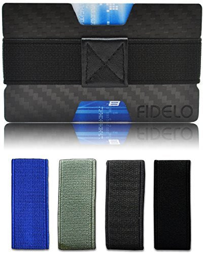 Fidelo Carbon FIber Minimalist Wallet - Mens Slim Wallet Credit Card Holder Money Clip