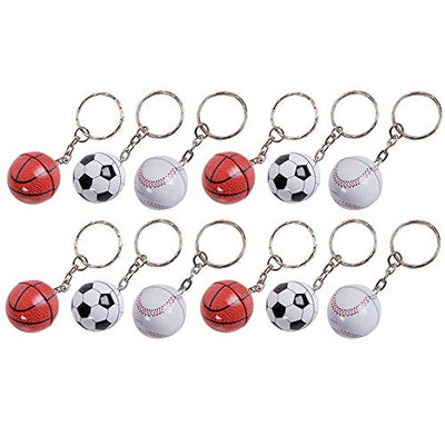 Kicko 3.5 Inch Sports Ball Keychain - 12 Pack Mini Backpack Hook for Olympic Fans