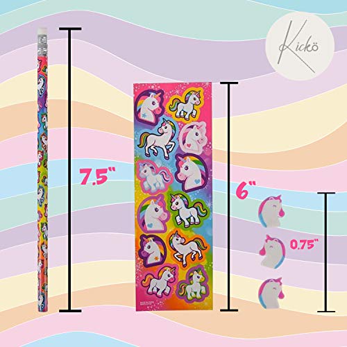 Kicko Unicorn Stationery Set - 12 Sets - for Kids, Party Favors, Stocking Stuffers