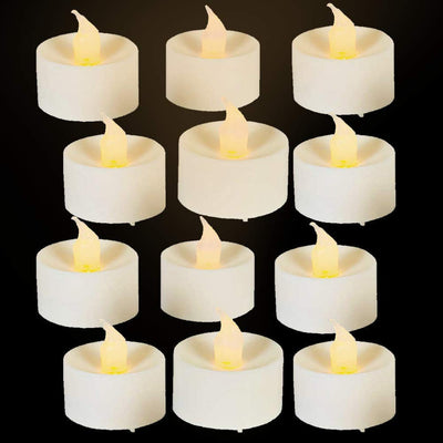 Kicko Flameless Tea Lights - 12 Pack - 1.5 Inch Electric White Candles - for Home