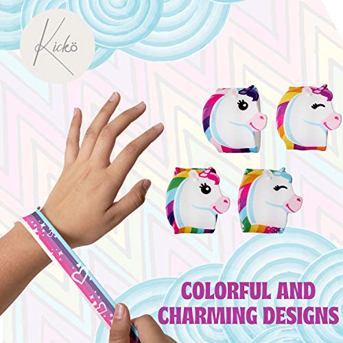 Kicko Unicorn Shaped Slap Bracelet - 9 Inch Rainbow Colored Slap Bracelet - 12 Pack