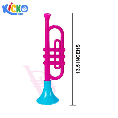 Kicko Plastic Trumpet - 12 Pack - 13.5 inches Multicolored Assorted Plastic Brass