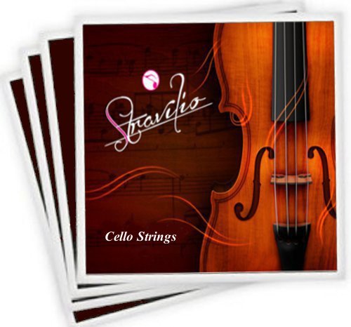 Stravilio Full Set of Cello Strings, Size 4/4 and 3/4 Cello Strings, Steel Core with Alloy