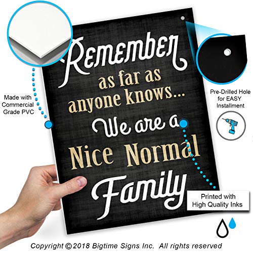 Bigtime Signs Family Quote Sign - Remember As Far As Anyone Knows We Are a Nice Normal