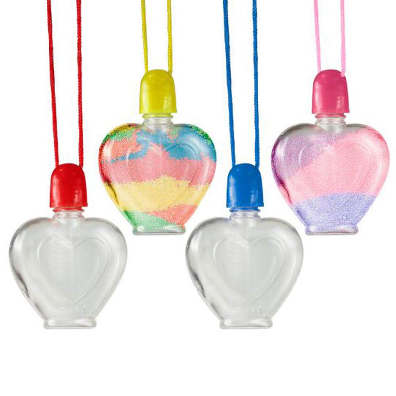 Kicko Heart Sand Art Necklace - 24 Pack - Cool and Fun Stylish Assorted Heart-Shaped