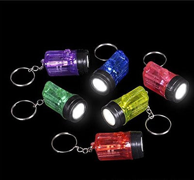 Kicko Mini Flashlight Keychains 1.5 Inch - 12 Pack Assorted Neon Colors  Small Key Ring