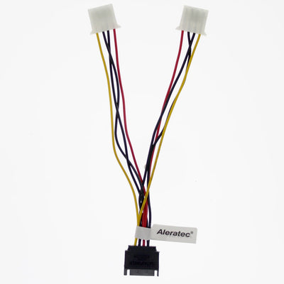 Aleratec 15 Pin SATA Male to 4 Pin Molex Female 1:2 Y Splitter Cable 8 in 6