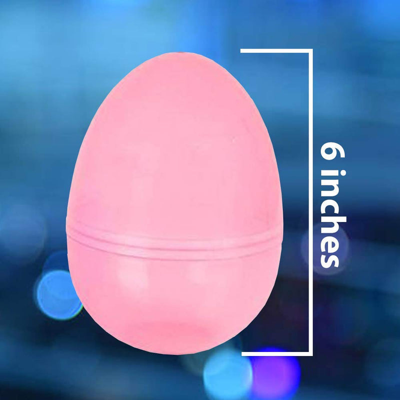 Kicko Giant Refillable Easter Eggs - 12 Pack - Large Fillable Neon-Colored Egg-Shaped Toy