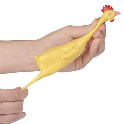 Kicko 8 Inch Mini Rubber Stretch Chickens - Yellow Stretchy Animals for Kids to Fiddle