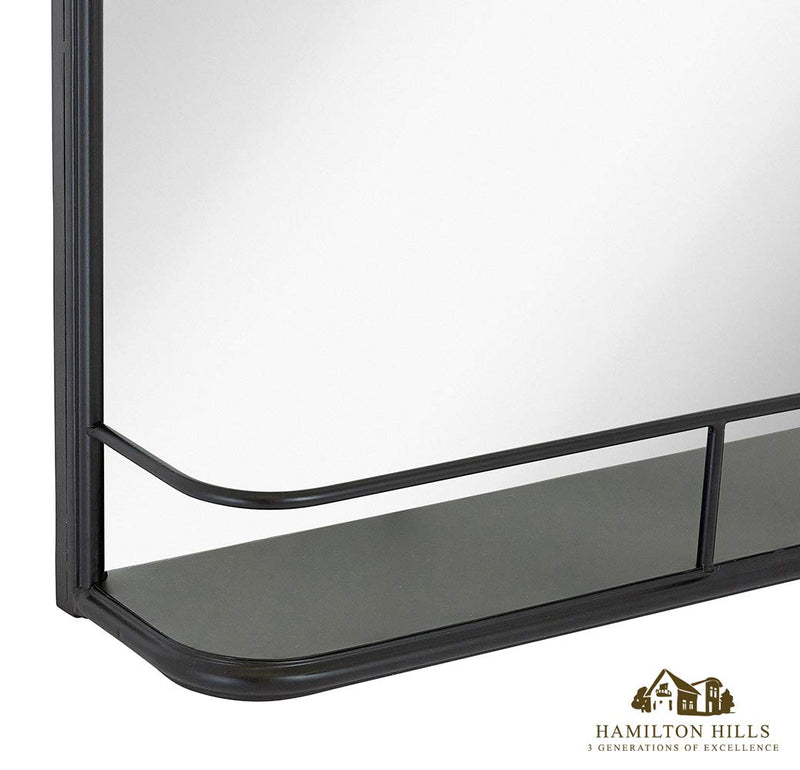 Hamilton Hills Rounded Top Metal Shelf Mirror Entryway Vanity Sink Holder Premium Glass