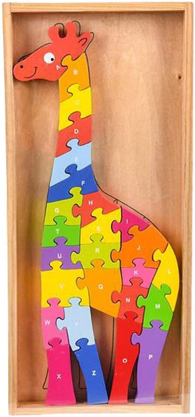 Kicko Wooden Giraffe Letter Puzzle - Multi-Color, Educational 26 Puzzle Piece in Wooden