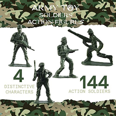 Kicko Army Toy Soldiers Action Figures - Assorted - 144 Pack Deluxe - for Children, Boys