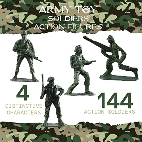 Kicko Army Toy Soldiers Action Figures - Assorted - 144 Pack Deluxe - for Children, Boys