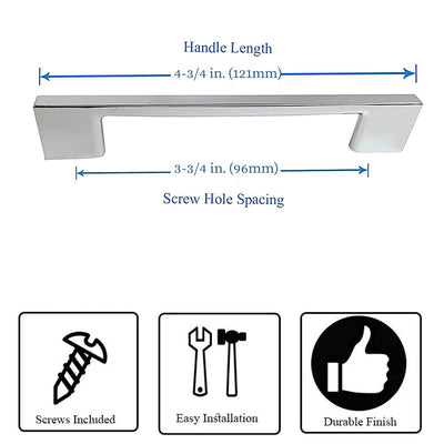 10 Pack Contemporary Solid Sleek Handle Pulls for Kitchen Cupboard Door, Bedroom Dresser