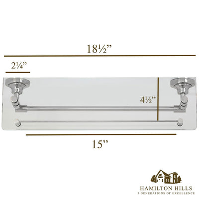 Hamilton Hills Classical Design Polished Chrome Glass Shelf | Premium Quality Stainless