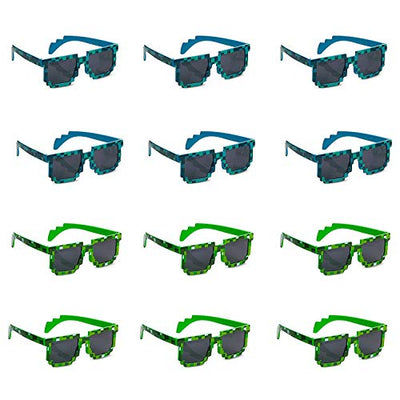 Kicko Pixel Sunglasses, Birthday Party Favors For Kids And Adults, 12 Pack