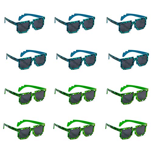 Kicko Pixel Sunglasses, Birthday Party Favors For Kids And Adults, 12 Pack