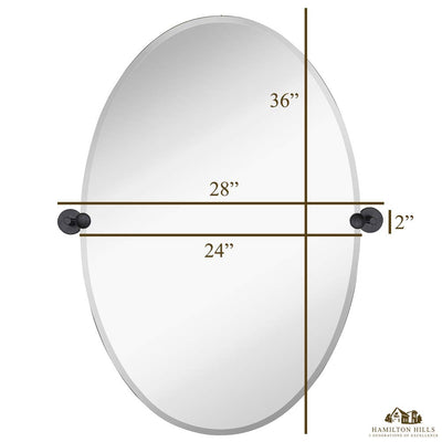 Hamilton Hills Large Pivot Oval Mirror with Brushed Chrome Wall Anchors | Silver Backed