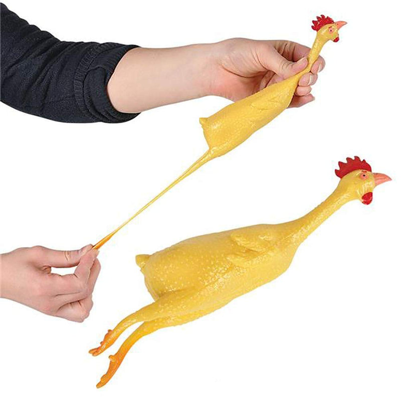 Kicko Mini Rubber Stretch Chickens - 12 Pack - 8 Inch - for Kids, Party Favors, Stocking