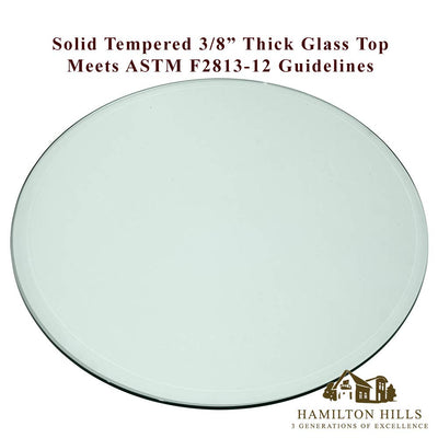 28 Inch Beveled Glass Table Top | 3/8" Thick Tempered Polished Edge | 28" Diameter 1"