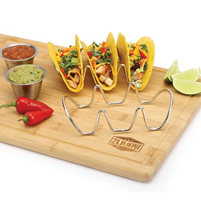 Taco Holders Set of 2 Premium Stainless Steel Stackable Stands, Each Rack Holds 3 Hard