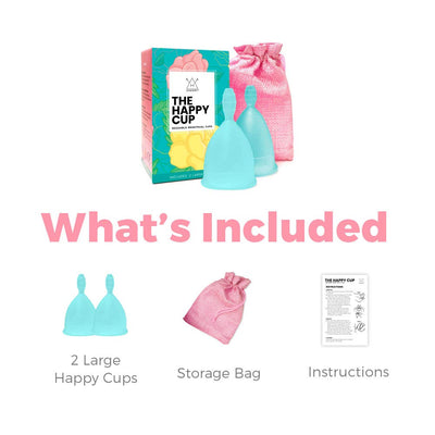 Happy Cup Menstrual Cups, Hawwwy Tampon & Pad Alternative 2 Pack Reusable Beginner, Most