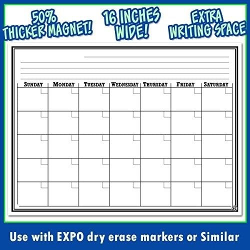 Smart Planner Magnetic Dry Erase Board Monthly Calendar, 16 X 11.75