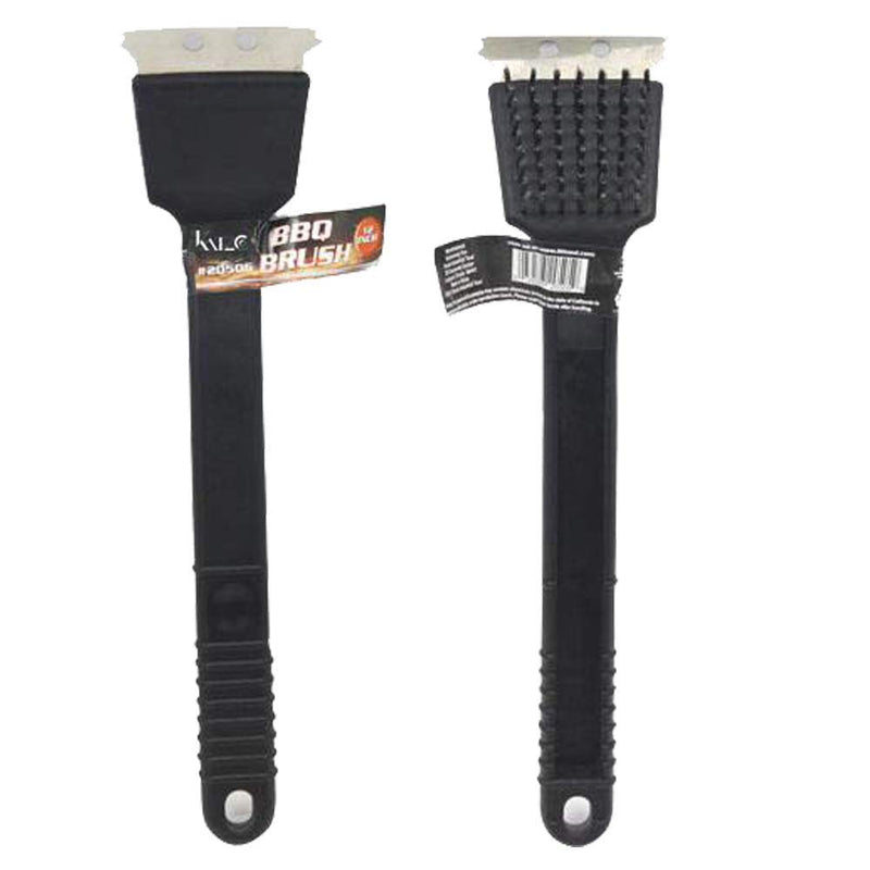 12 Inch Bbq Grill Brush - 1 Piece Stainless Steel Bristles And Scraper -