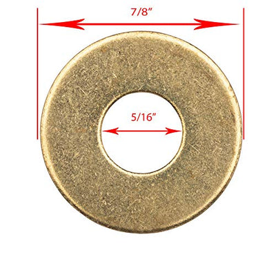 5/16" x 7/8" OD Brass Flat Washer, (25 Pack) - Choose Size, by Bolt