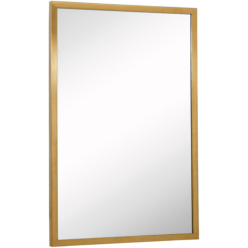 Commercial Grade Contemporary Industrial Strength Wall Mirror Brushed Gold Metal