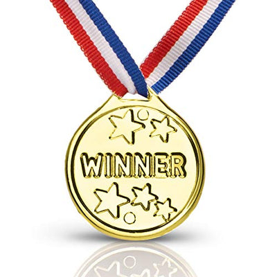 Gold Winner Award Medals Ribbon Necklaces Bulk Pack of 24 Olympic Medals