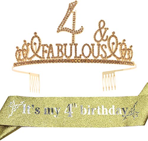 4th Birthday,4 Year Old Girl Birthday Gifts,4th Birthday Tiara,4th Birthday Sash,4th