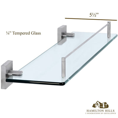 Modern Flat Brushed Glass Shelf | Clean Lines & Premium Quality Stainless Steel Towel