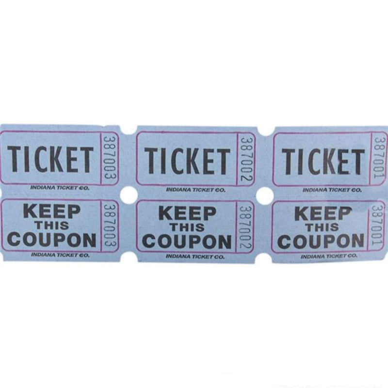 Kicko Admit 1 Double Ticket Rolls  Blue  2000 Per Roll  Carnival Tickets - Concert