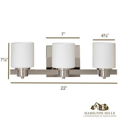 Traditional Polished Nickel Three Light Wall Sconce | LED Vanity Light Fixture | Modern