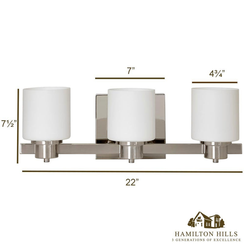 Traditional Polished Nickel Three Light Wall Sconce | LED Vanity Light Fixture | Modern