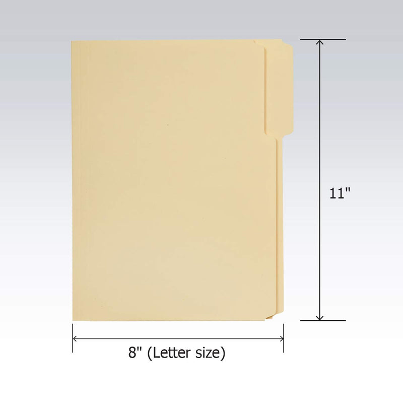 Kicko Manila File Folders - Letter Size Tab Folders - 0.33 Cut Tab - 100 Pack - Durable