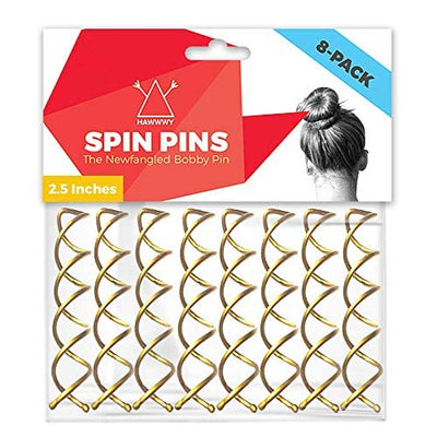 Spiral Bobby Pins Premium 8 Pack, Gold