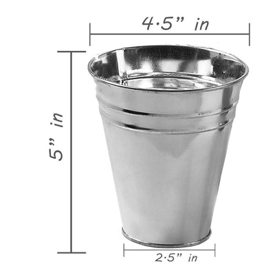 Kicko Large Galvanized Metal Buckets Bulk - 12 Pack - with Handle 5 X 4.5 Inches - Unique