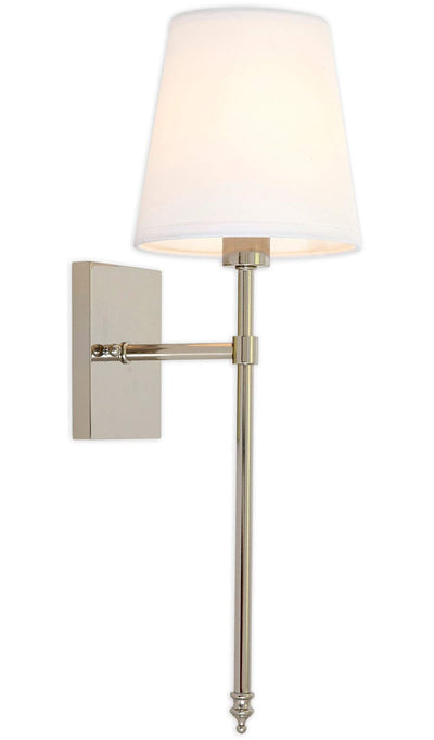 Hamilton Hills Single Traditional Extended Rod Wall Light with Fabric Shade | Polished