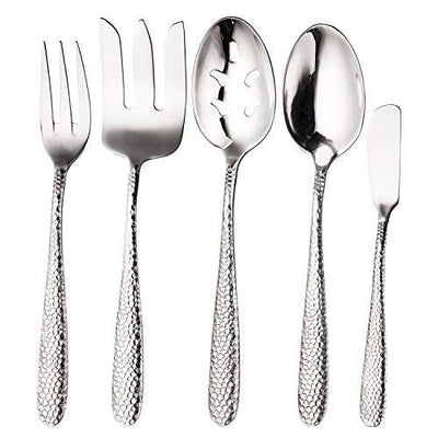 Premium PLIX Hammered Silverware Royal Cutlery Set By Bruntmor - 45 Piece Flatware Bundle