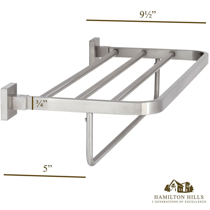 Hamilton Hills Modern Flat Brushed Nickel Towel Rack | Clean Lines & Premium Quality